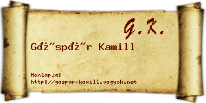 Gáspár Kamill névjegykártya
