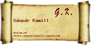 Gáspár Kamill névjegykártya